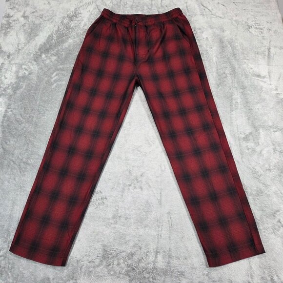 Stussy Pants Mens Small Red Black Shadow Bryan Plaid Wool Blend Skater Surf - Picture 1 of 12